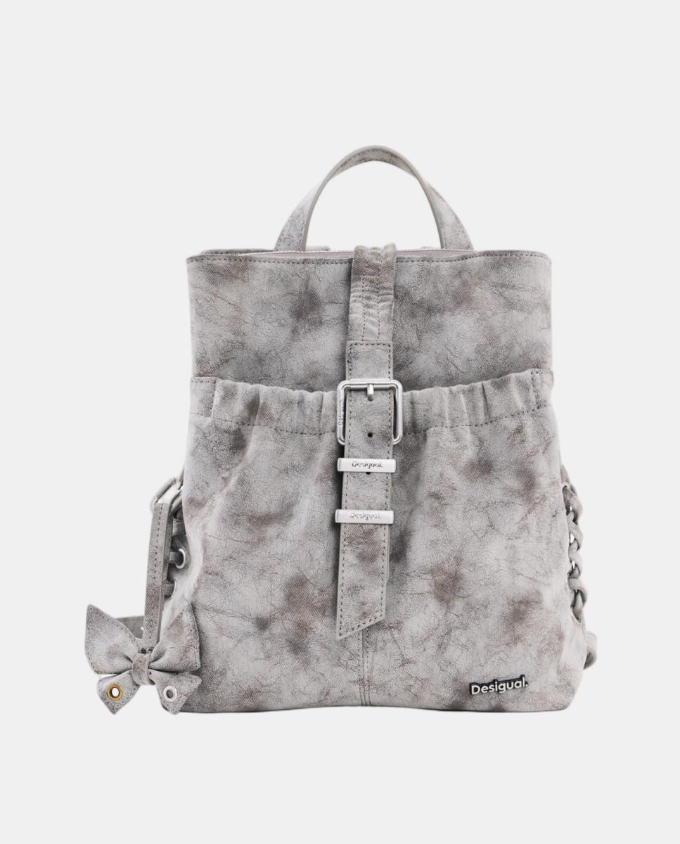 Imagem 0 de Mochila Pequena com Efeito de Pele e Laços