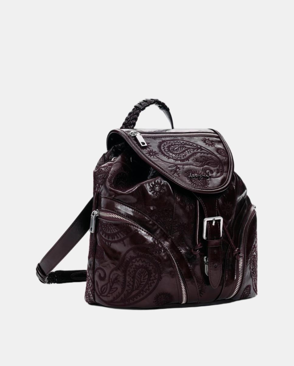 Mochila Siroco Pequena com Efeito de Pele Preto-2