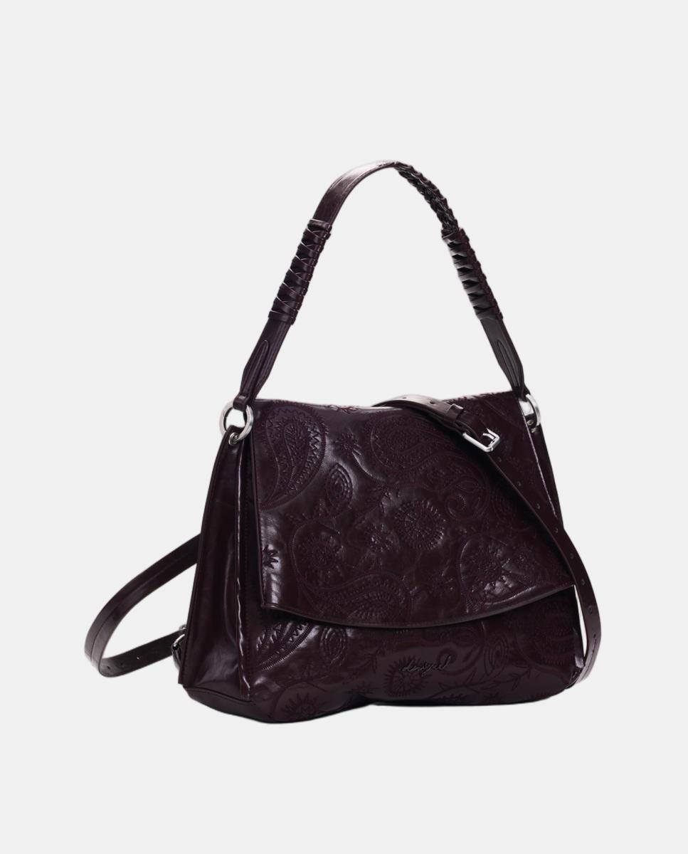 Mochila Siroco Média com Efeito de Pele Bordeaux-2