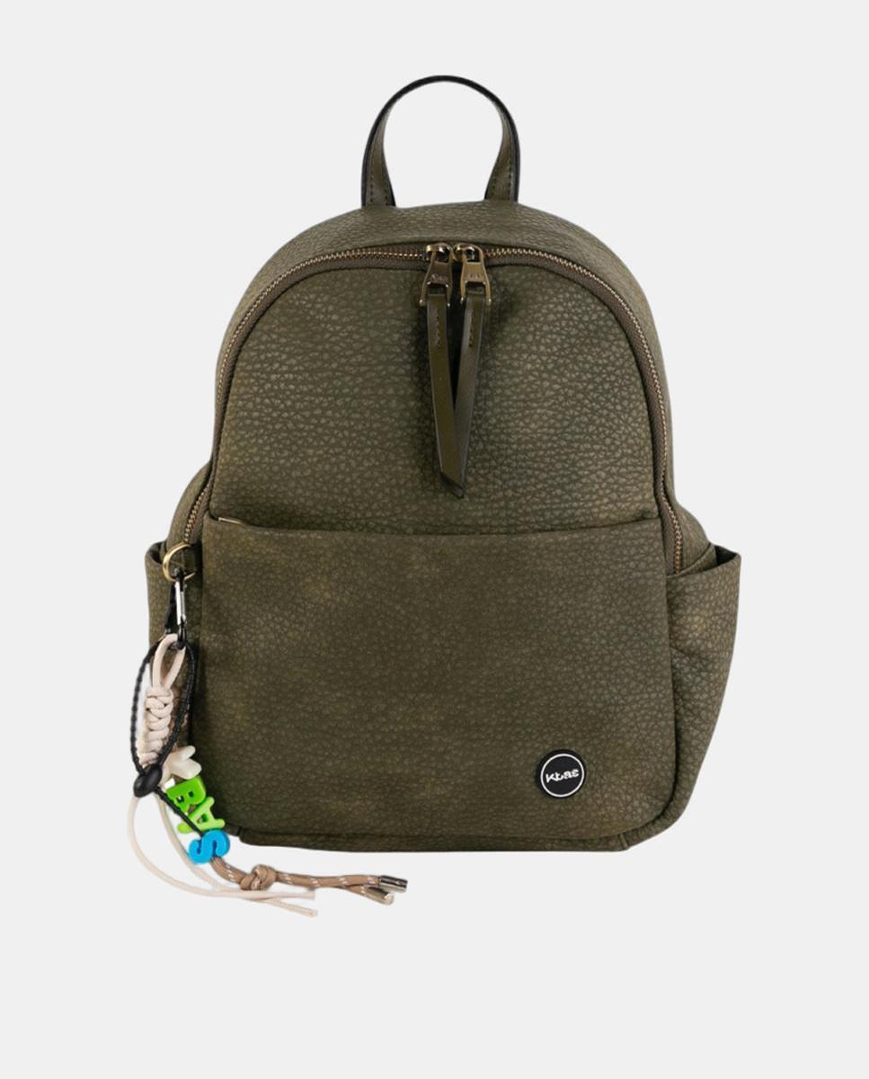 Imagem 0 de Mochila Urbana Compacta em Material Texturizado com Efeito de Pele e Bolsos Exteriores