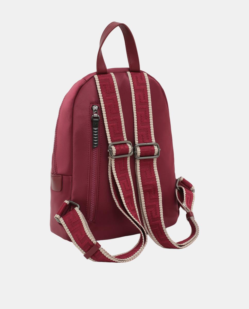Mochila com Alças Decorativas, Bolso à Frente e Atrás Grená-2