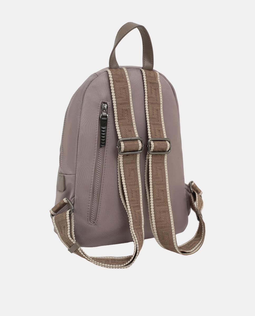 Mochila com Alças Decorativas, Bolso à Frente e Atrás Cinzento-2