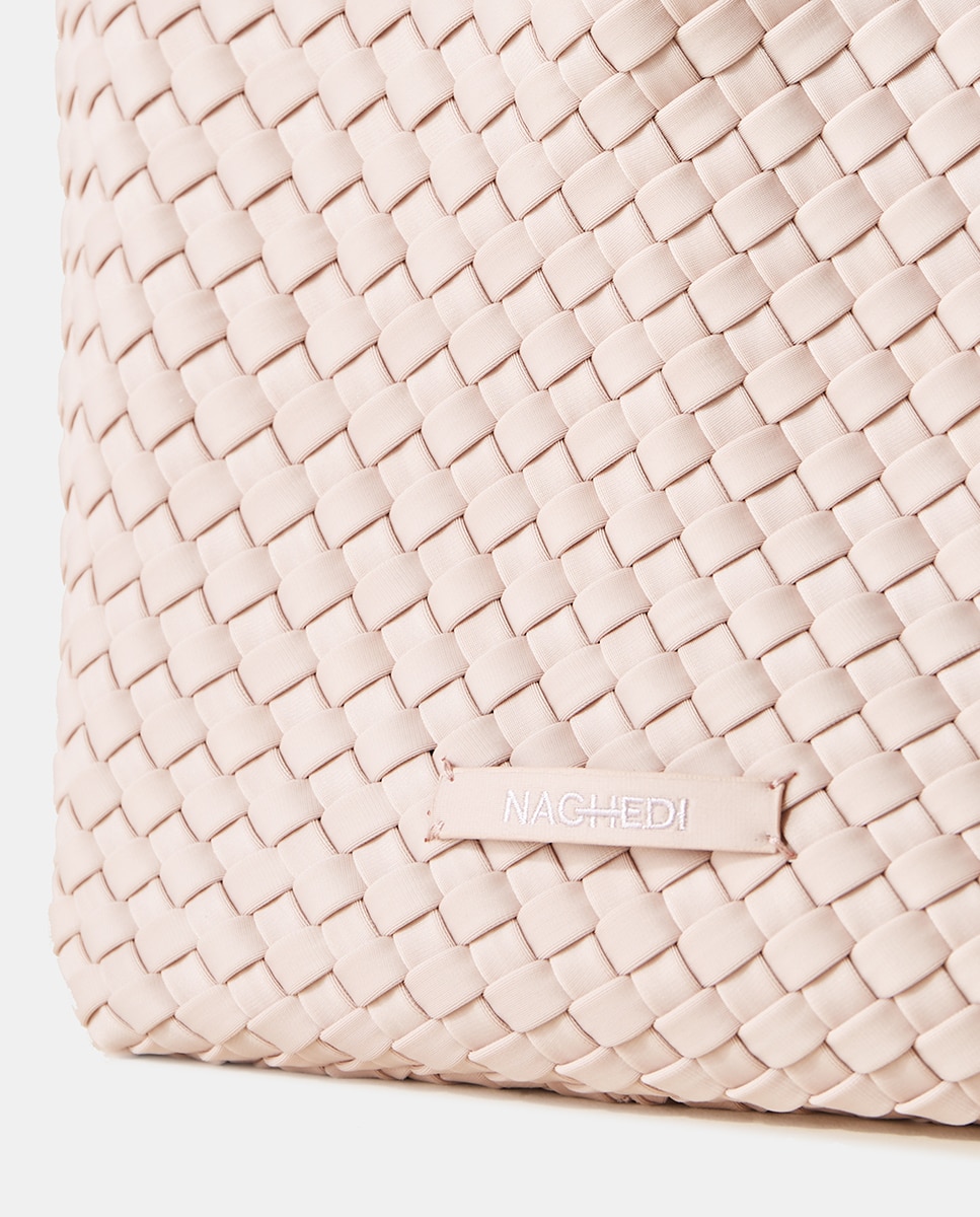 Mala Tipo Tote Grande Entrançada Modelo St Barths - Rosa Rosa-2