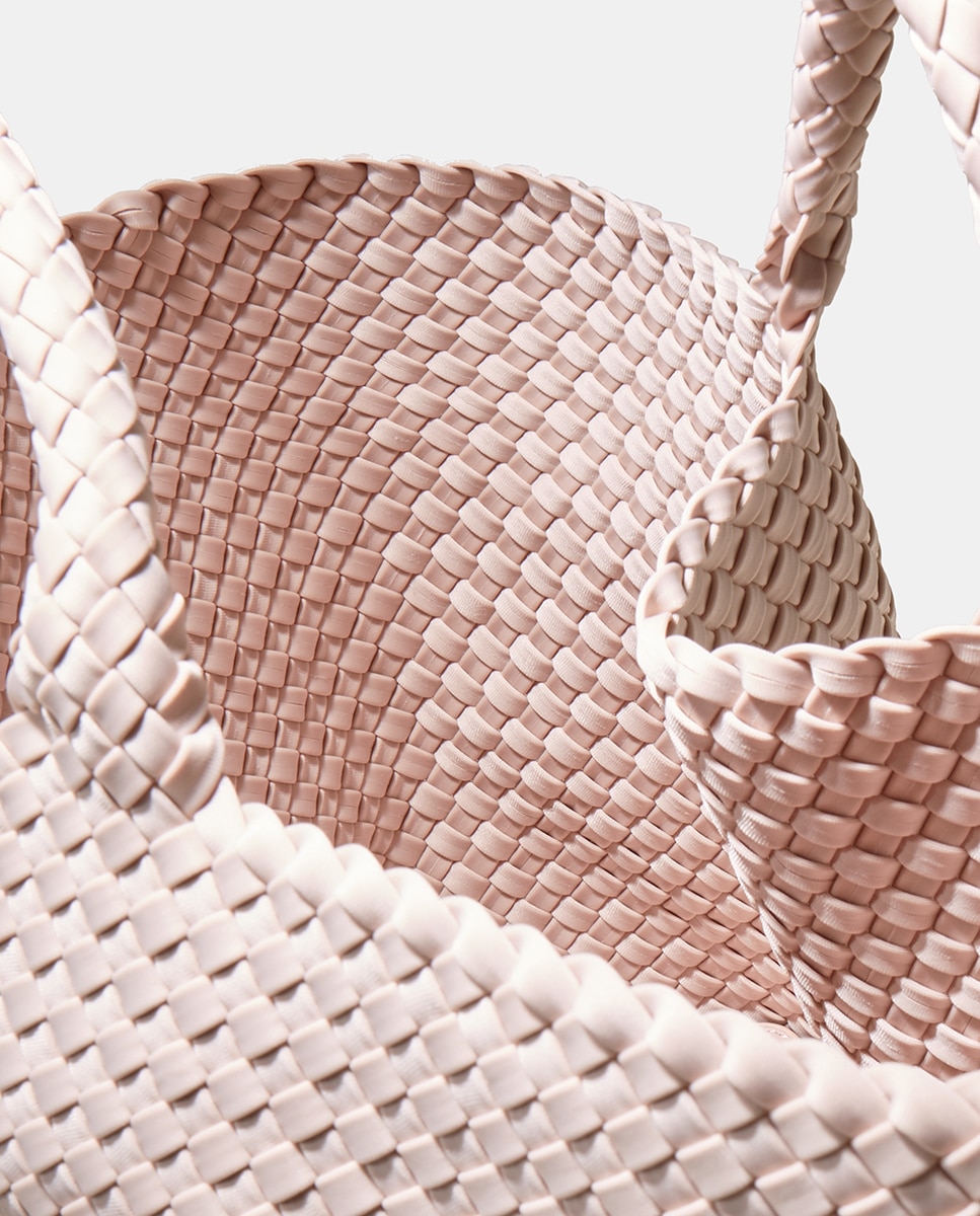 Mala Tipo Tote Grande Entrançada Modelo St Barths - Rosa Rosa-4