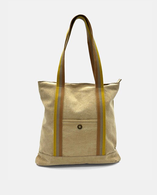 Imagem 0 de Mala de Ombro Grande Tipo Shopper em Tecido de Lona