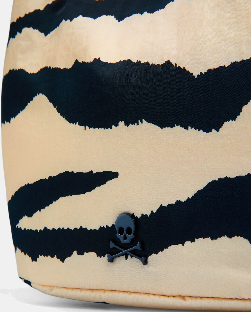Mala de Ombro Pequena NY Hook Big Bag com Animal Print Preto-4