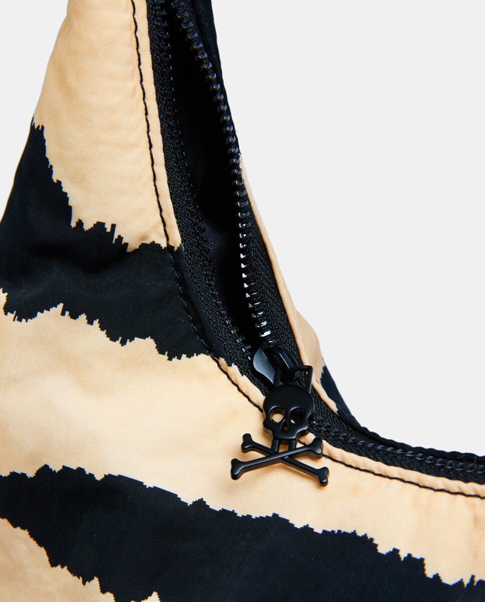 Mala de Ombro Pequena NY Hook Big Bag com Animal Print Preto-5