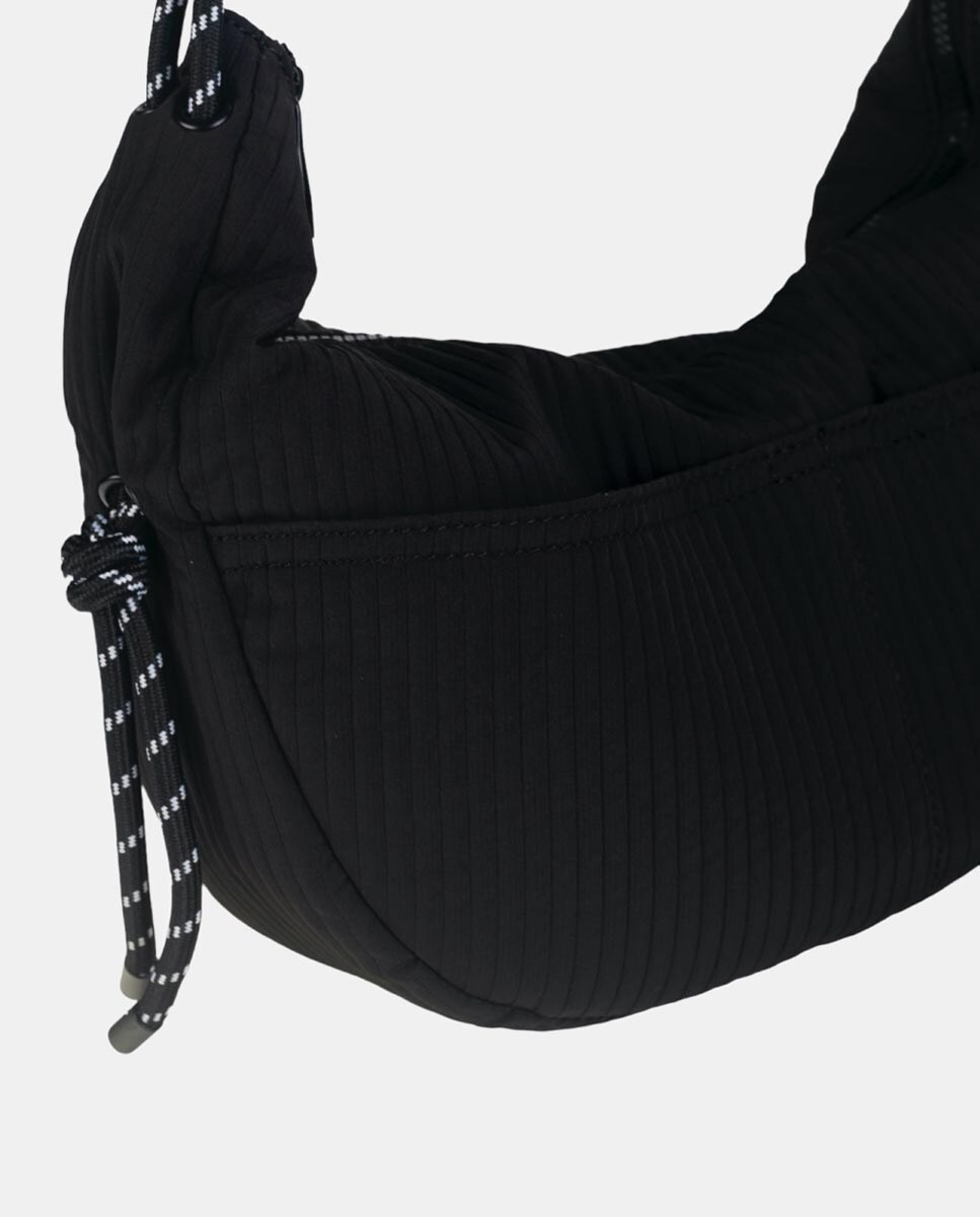 Mala de Ombro com Bolsos à Frente com Fecho de Correr Preto-3