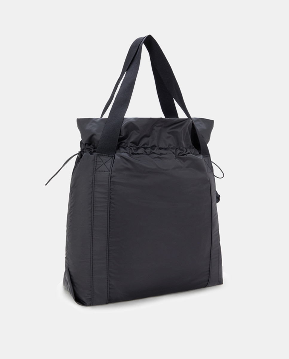 Mala Tipo Tote Média com Fecho de Cordão Preto-2