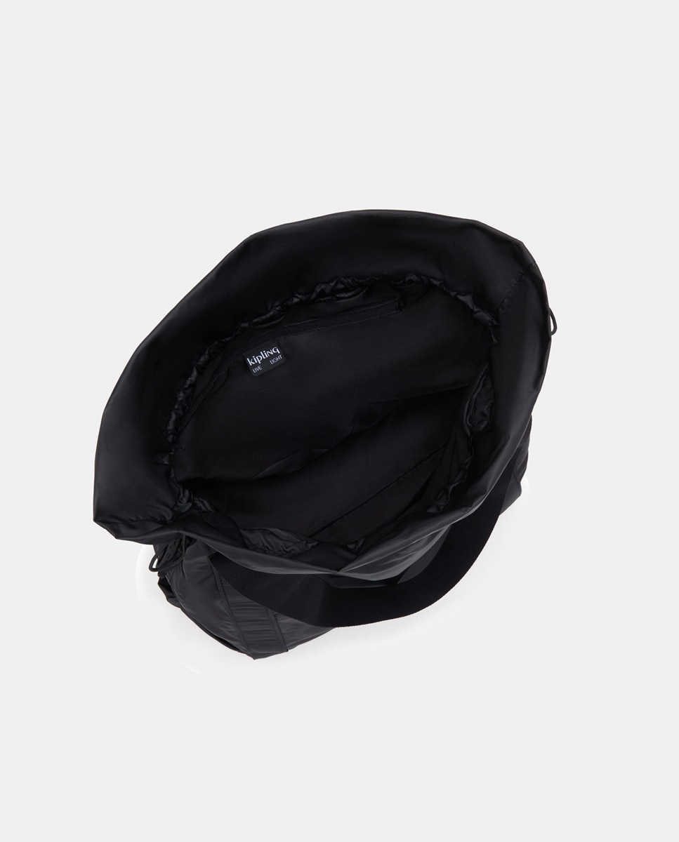 Mala Tipo Tote Média com Fecho de Cordão Preto-3