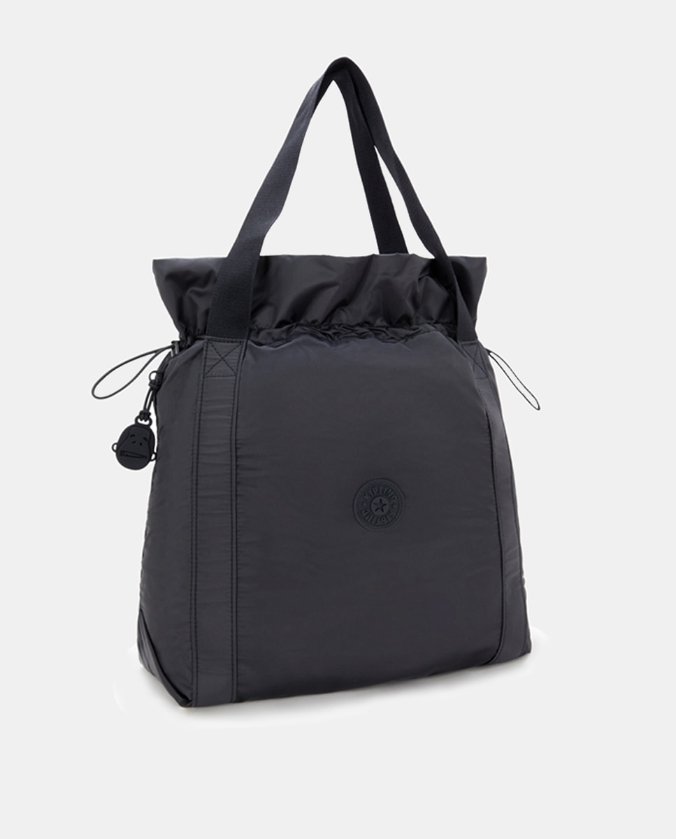 Mala Tipo Tote Média com Fecho de Cordão Preto-4