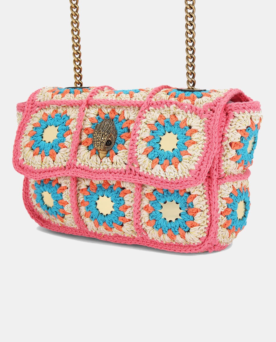 Mala a Tiracolo de Crochet Florido Rosa-3