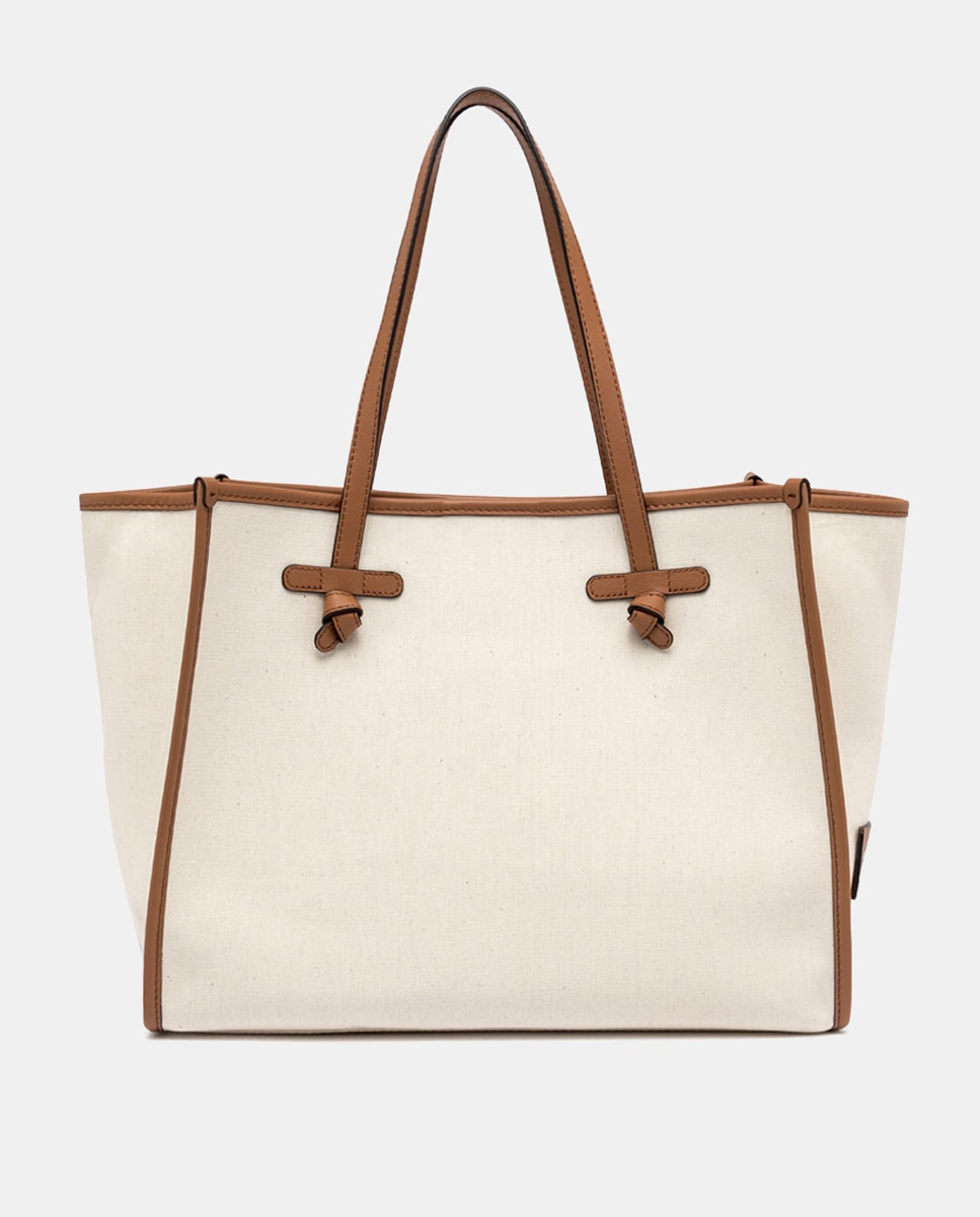 Imagem 0 de Mala de Ombro Tamanho Grande em Lona: Inclui Pochette em Pele a Condizer