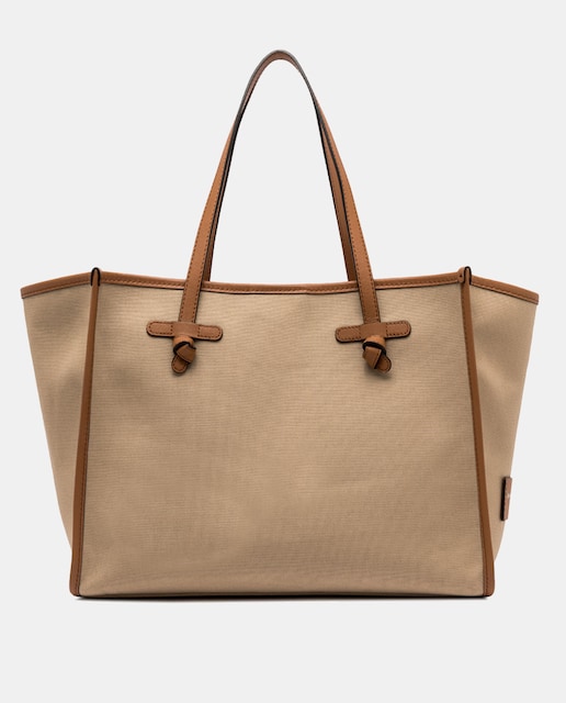Imagen 0 de Bolso de hombro  tamaño grande en lona   incluye pochette en piel a juego.