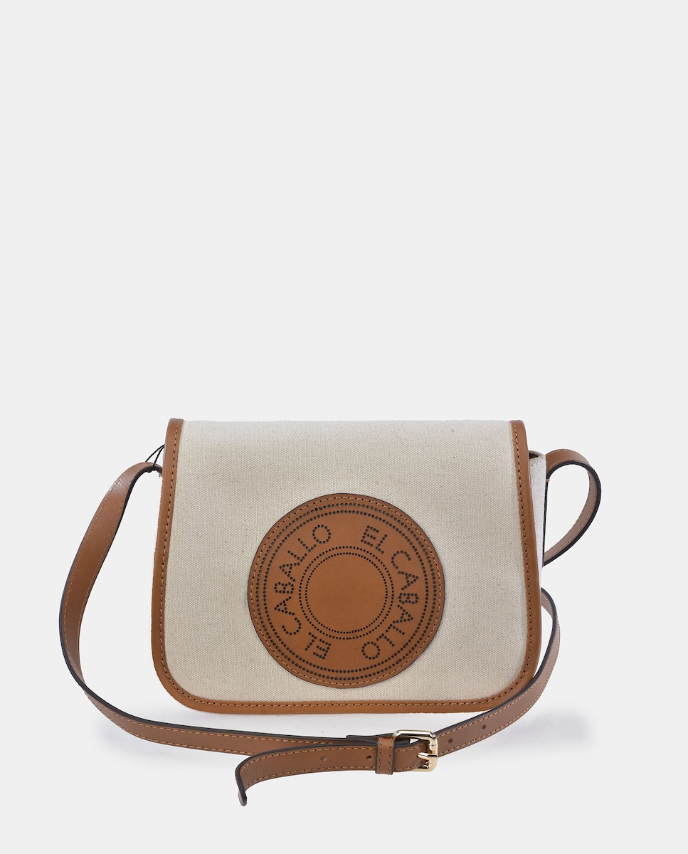 Bolso crossbody con solapa El Caballo realizado en piel y canvas