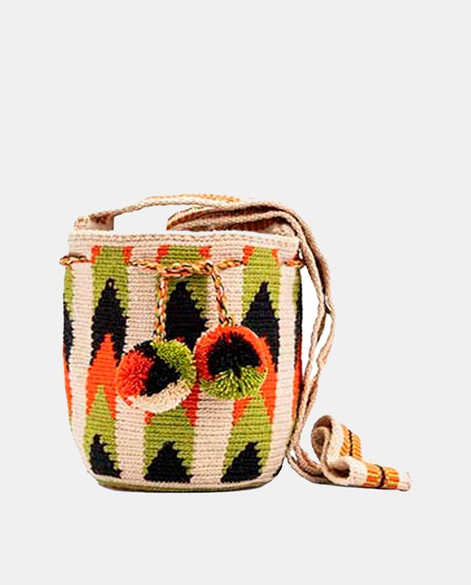 Imagem 0 de Mala Wayuu Pequena com Chevron - Laranja/Verde