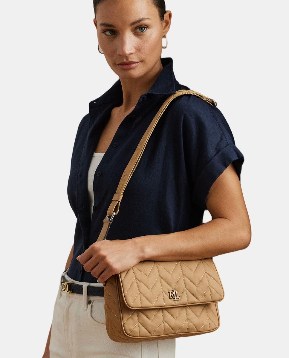 Mala Stevie Média de Nylon Acolchoado Bege-3