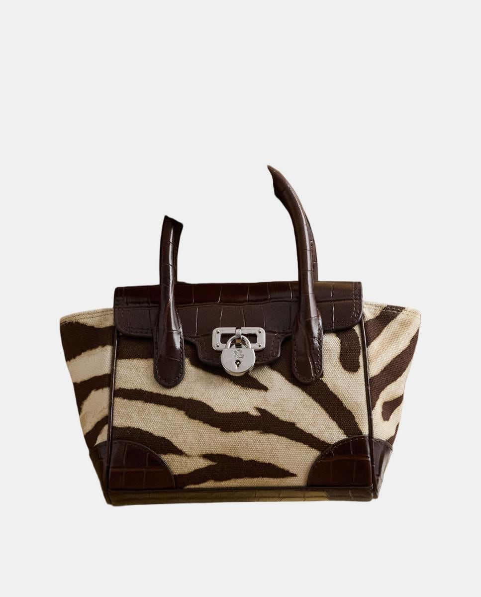 Mala Tanner Pequena com Animal Print Castanho-escuro-4