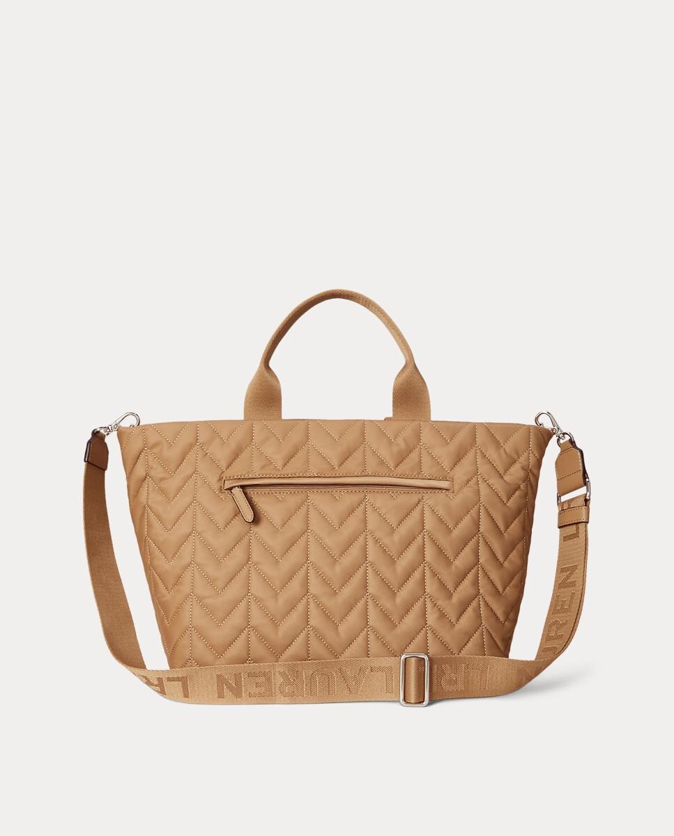 Mala Tipo Tote Stevie Grande de Nylon Acolchoado Bege-6