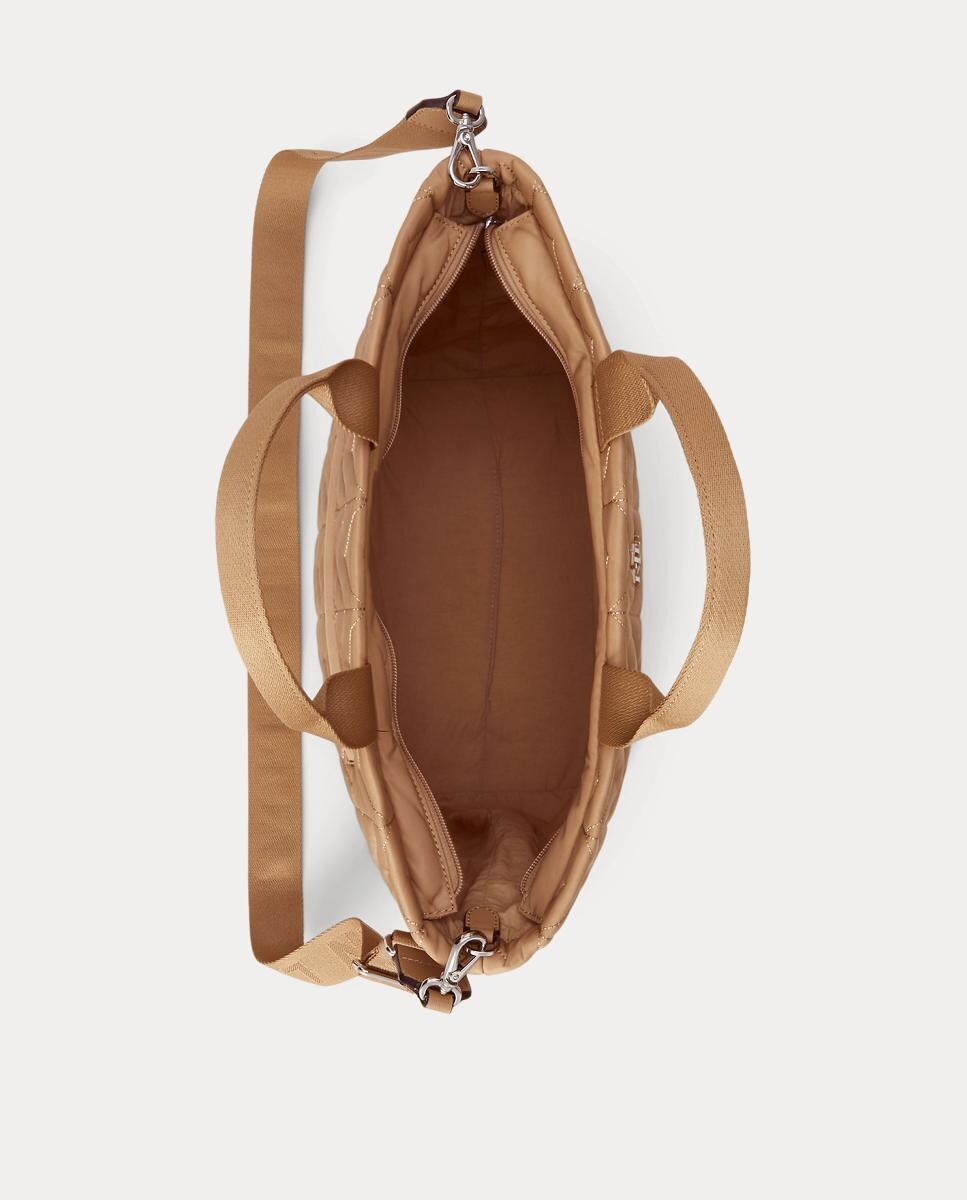 Mala Tipo Tote Stevie Grande de Nylon Acolchoado Bege-7
