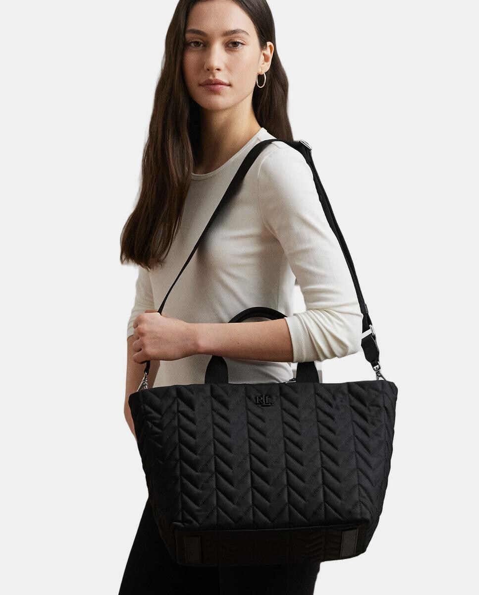 Mala Tipo Tote Stevie Grande de Nylon Acolchoado Preto-4
