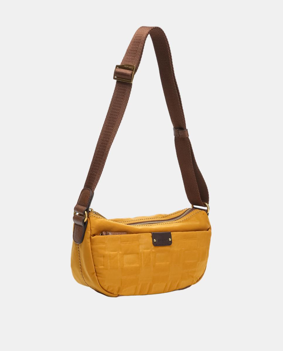 Mala a Tiracolo Pequena Freedom em Nylon Reciclado Mostarda-2