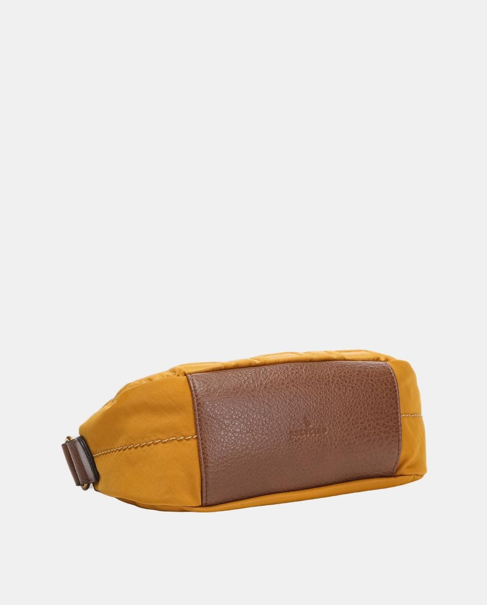 Mala a Tiracolo Pequena Freedom em Nylon Reciclado Mostarda-4