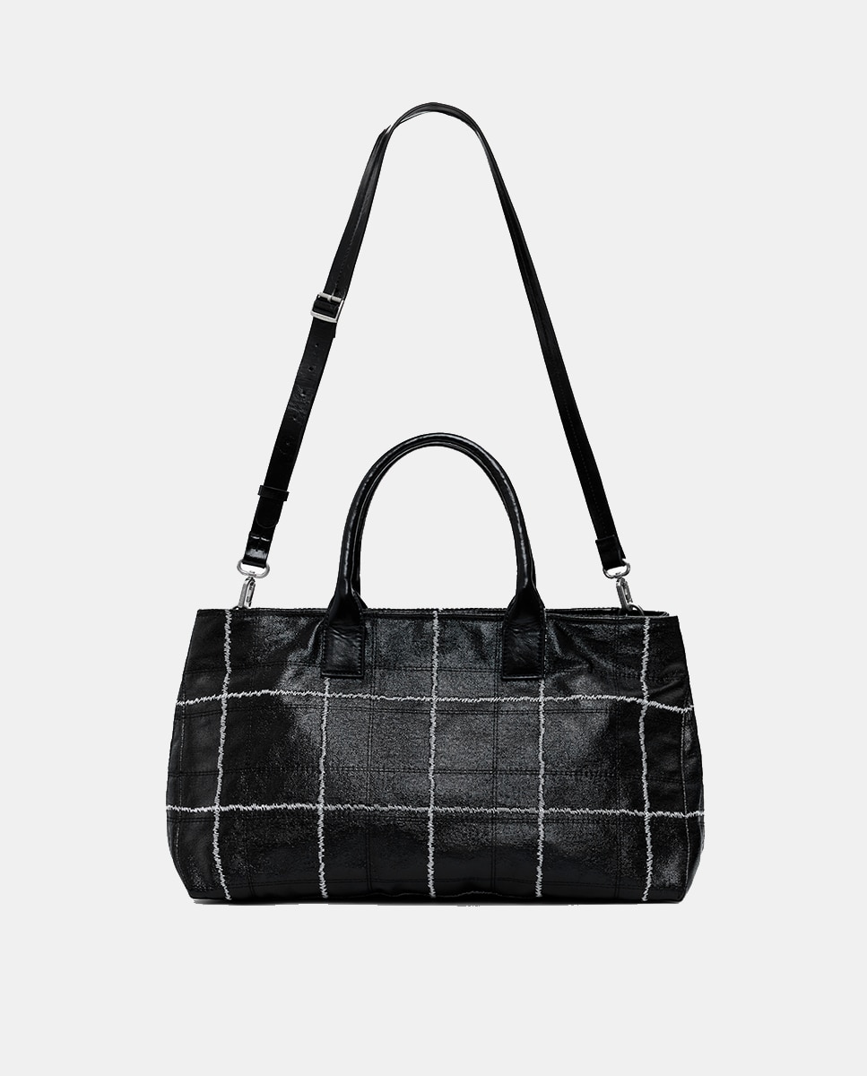 Mala Shopper Média Brilhante Preto-3