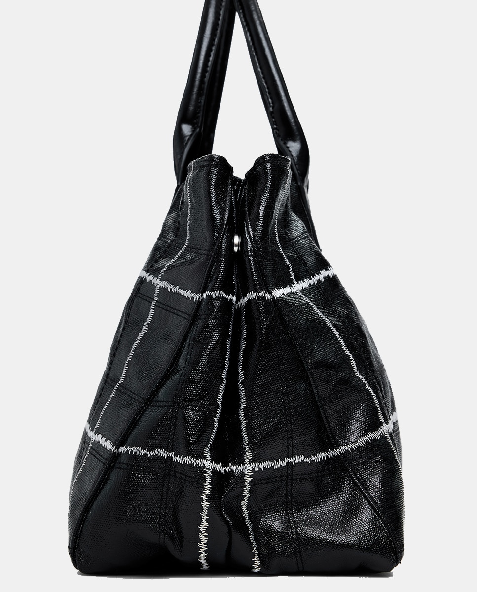 Mala Shopper Média Brilhante Preto-4