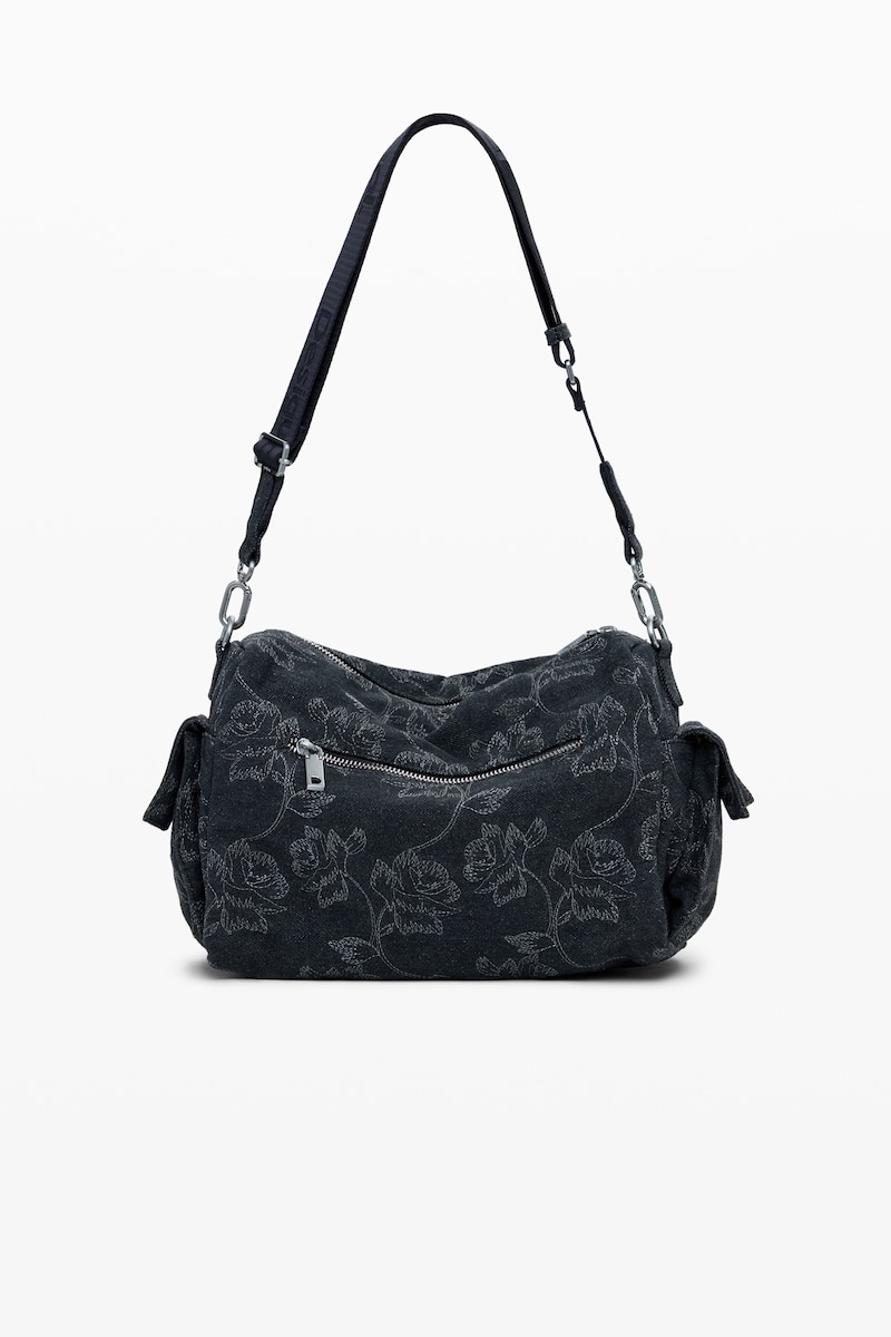 Mala Multibolsos Média de Ganga com Bordados Preto-3