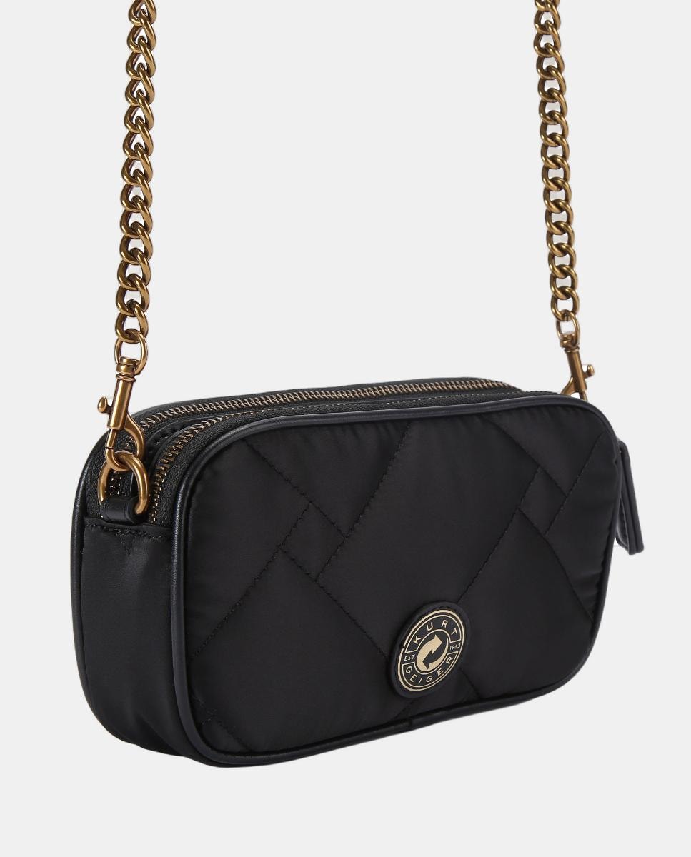 Camera Bag de Nylon com Debruado de Águia Preto-3