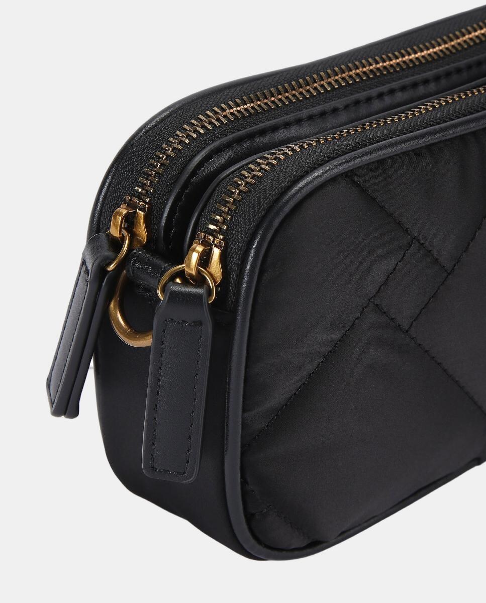 Camera Bag de Nylon com Debruado de Águia Preto-5