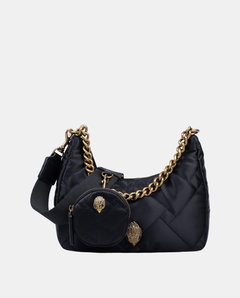 Mala hobo de nylon preta com porta-moedas extraível Preto-1