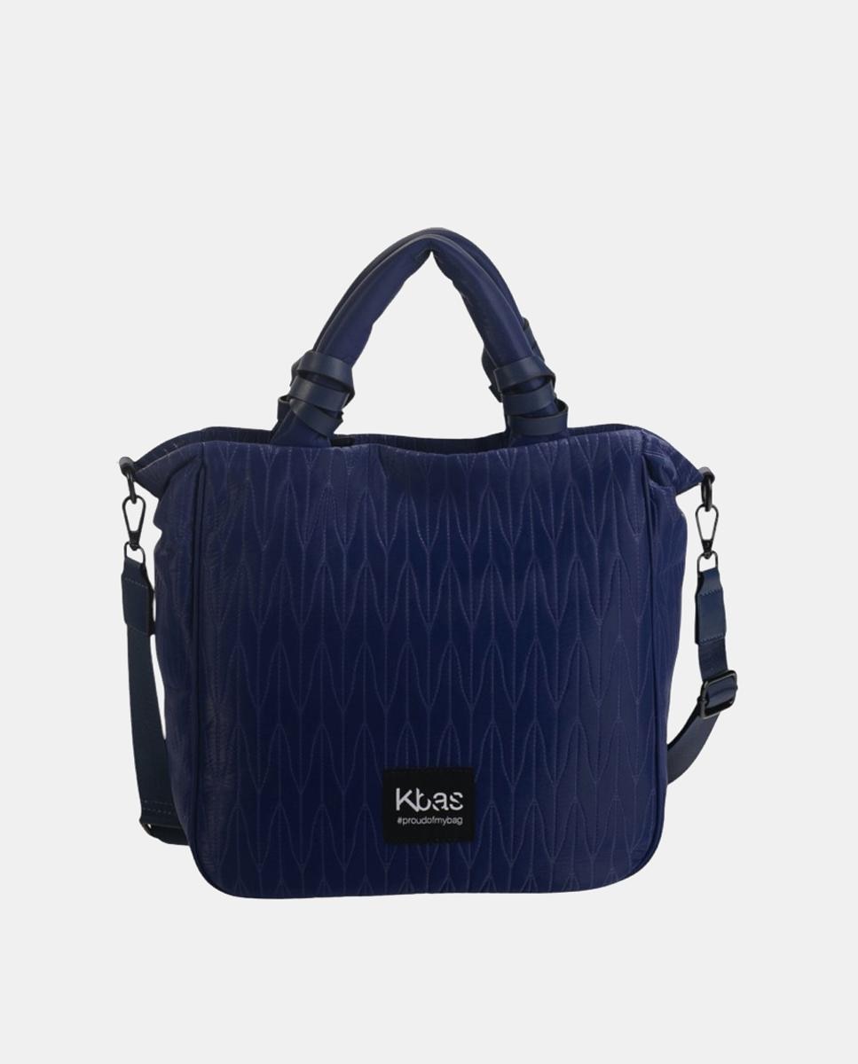 Mala Tipo Tote de Nylon com Fecho de Correr Azul-1
