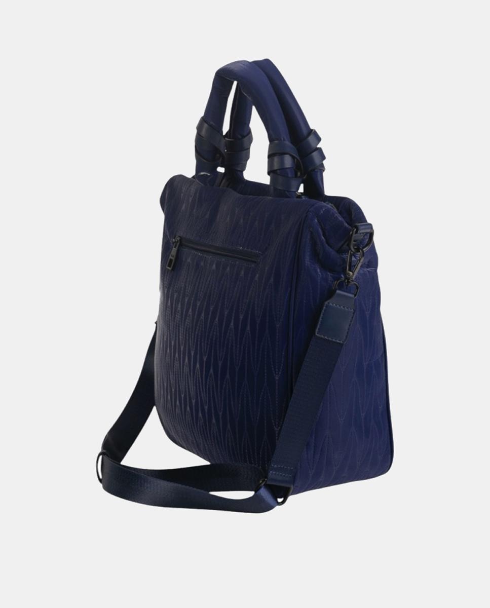 Mala Tipo Tote de Nylon com Fecho de Correr Azul-3