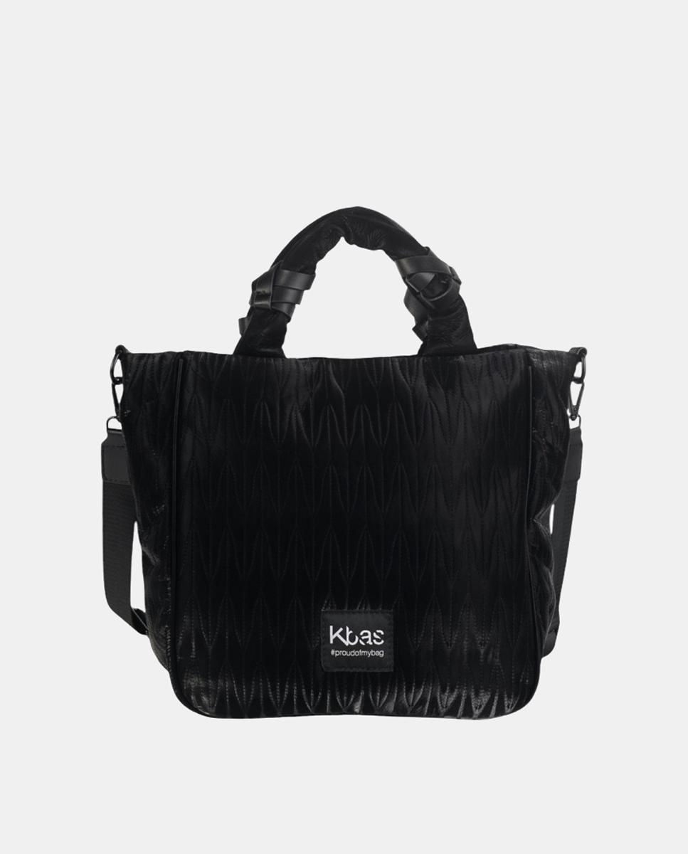 Mala Tipo Tote de Nylon com Fecho de Correr Preto-1