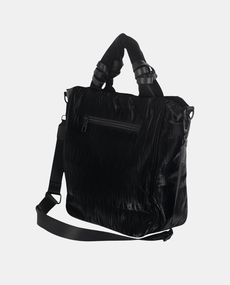 Mala Tipo Tote de Nylon com Fecho de Correr Preto-3