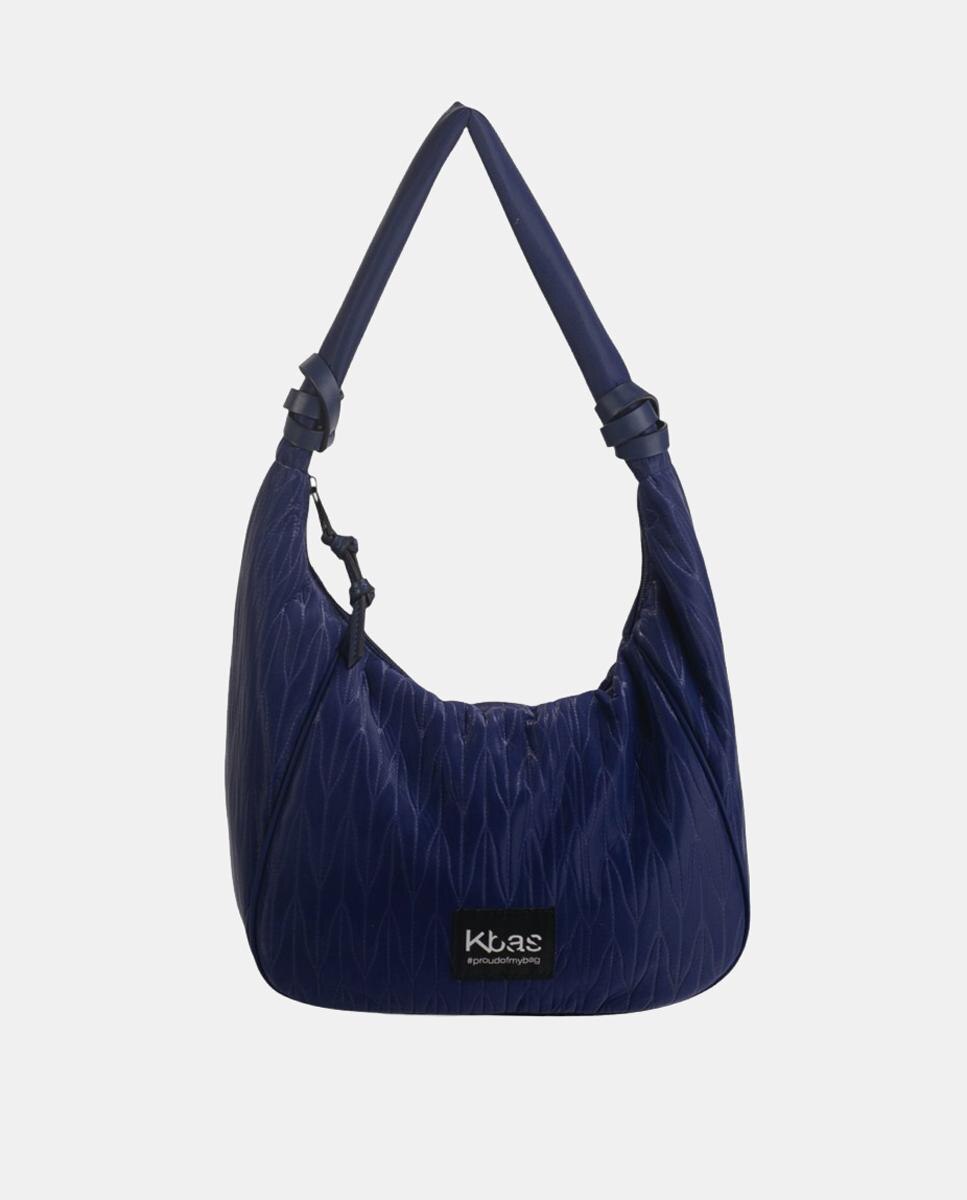 Mala Hobo de Nylon com Fecho de Correr Azul-1