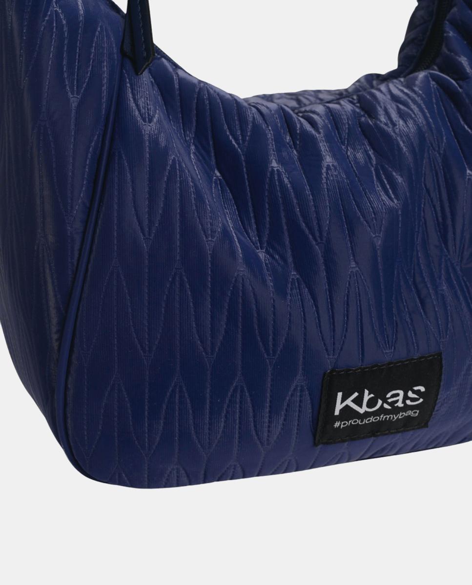 Mala Hobo de Nylon com Fecho de Correr Azul-2