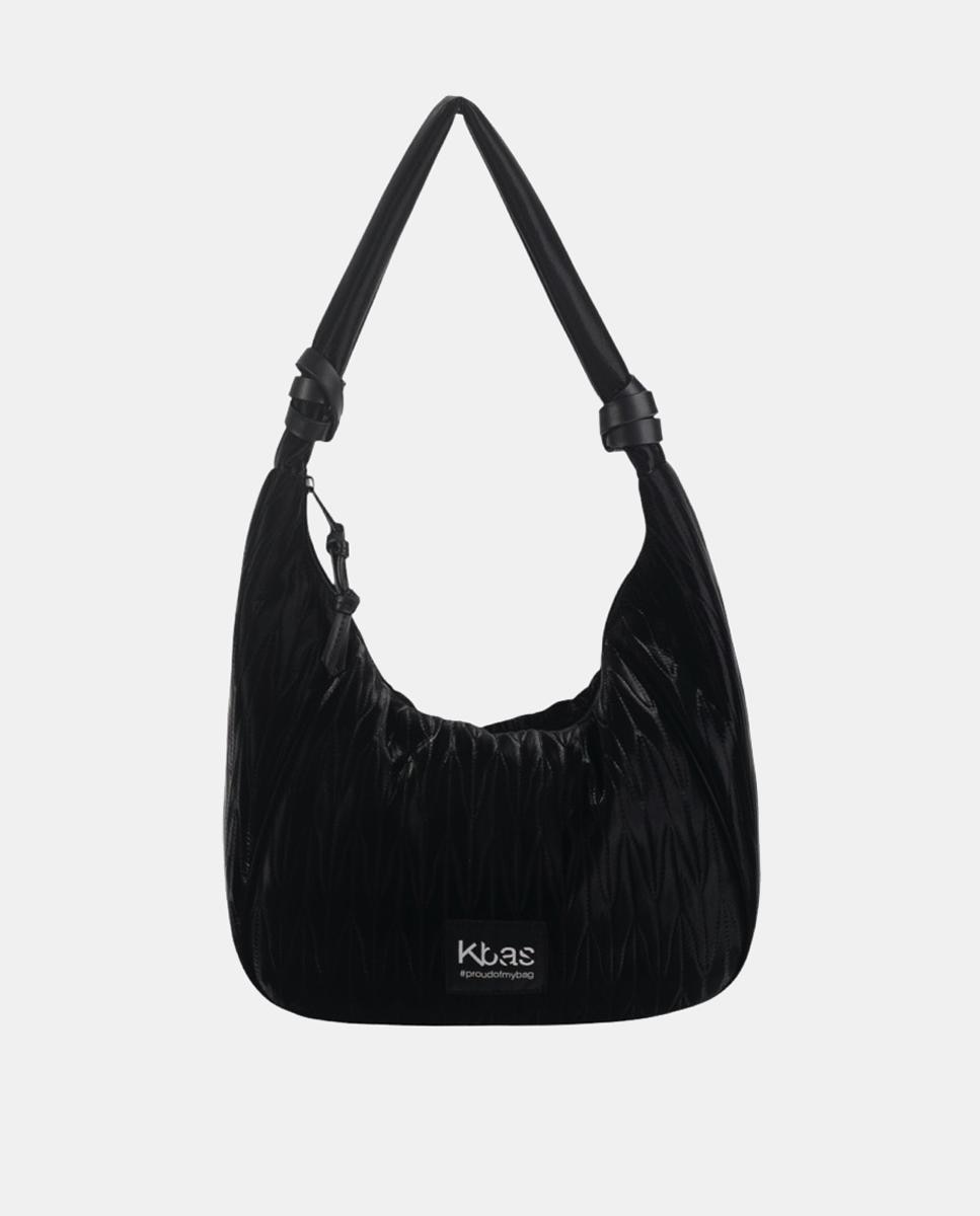 Mala Hobo de Nylon com Fecho de Correr Preto-1