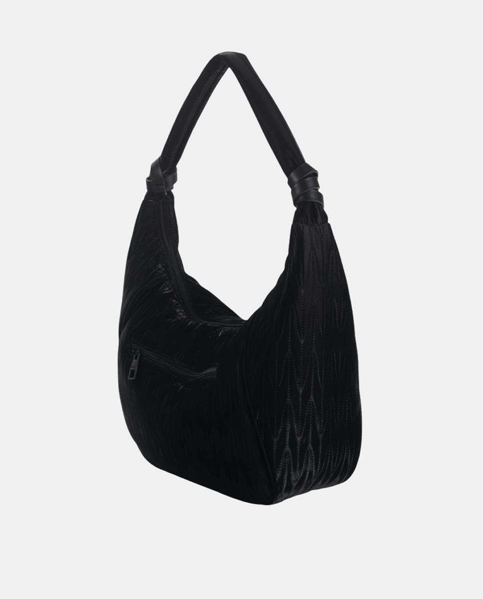 Mala Hobo de Nylon com Fecho de Correr Preto-3