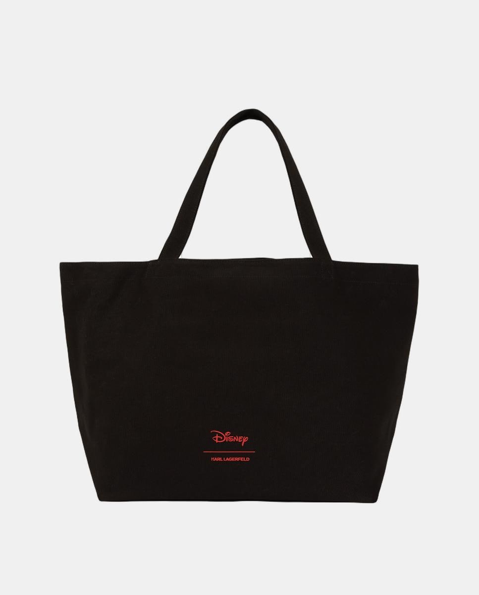 Mala de Ombro Grande de Algodão Reciclado com Íman Preto-2