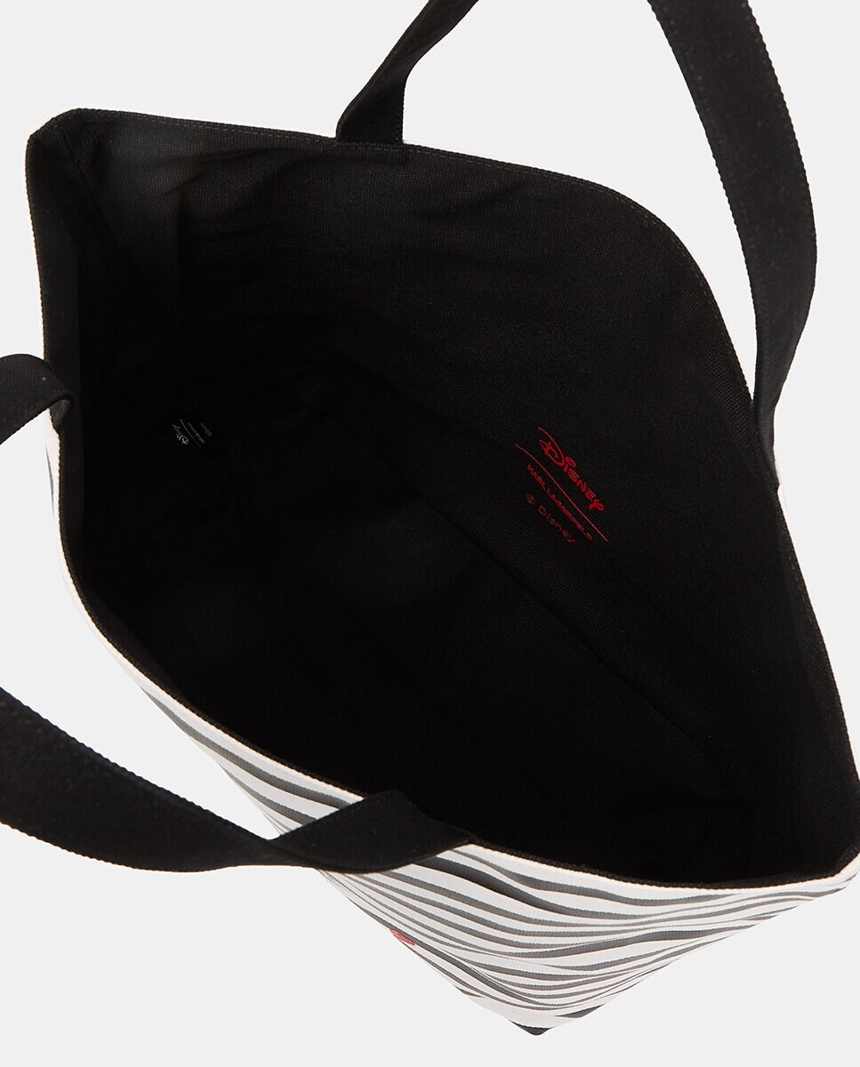 Mala de Ombro Grande de Algodão Reciclado com Íman Preto-4