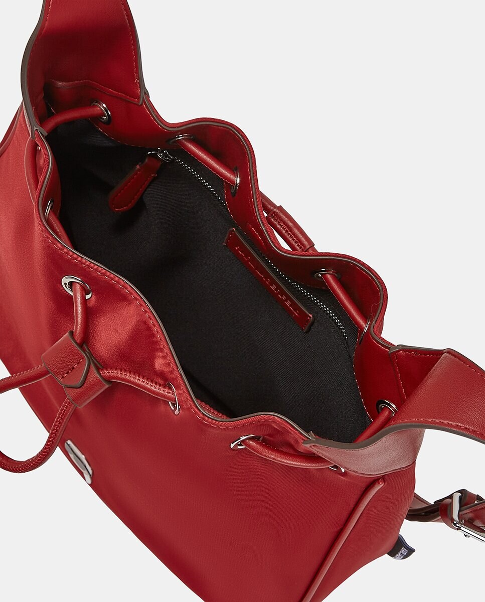 Mala de Ombro Média de Poliamida com Fecho de Correr Bordeaux-3