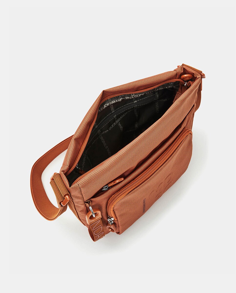 Mala a Tiracolo Média com Vários Bolsos Laranja-4