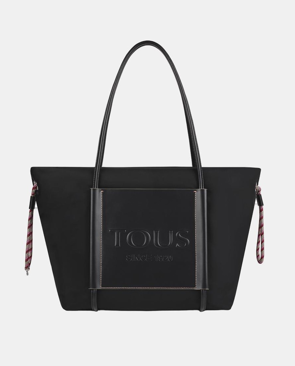 Mala tipo tote grande Empire de nylon reciclado nude Preto-1