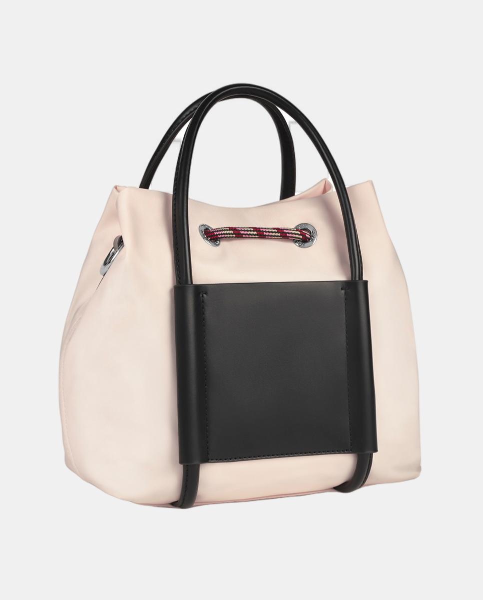 Mala tipo saco Empire de nylon reciclado nude com cordões Nude-4