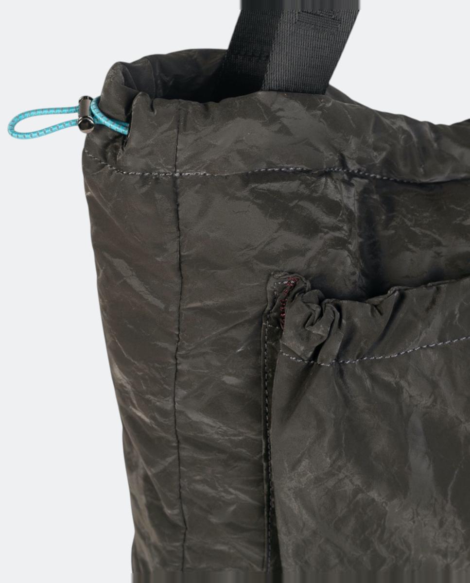 Mala Tipo Hobo de Nylon com Fecho de Correr Cinzento-3