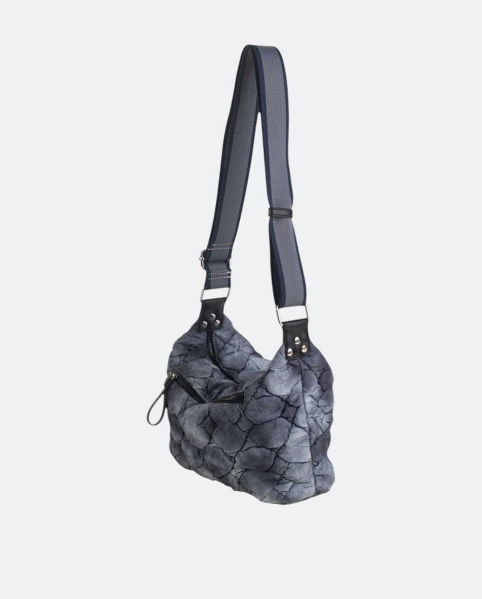 Mala a Tiracolo de Nylon com Fecho de Correr Cinzento-2