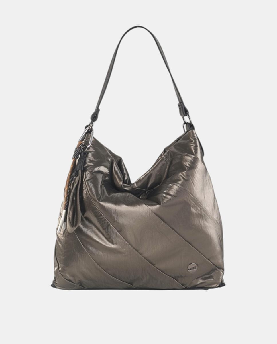 Mala Hobo de Nylon com Fecho de Correr Caqui-1